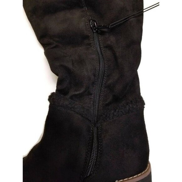 Sociology Tall Shearling Trimmed Boots Womens Sz 7 Side Zipper Evening Night Out - Picture 5 of 6